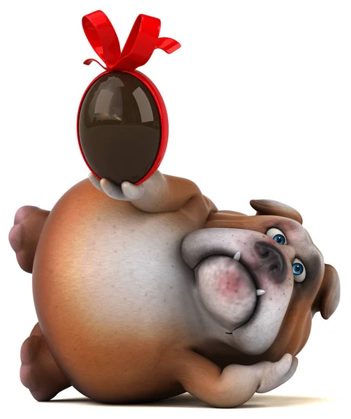 Personagem de desenho animado segurando ovo de Páscoa — Fotografia de Stock