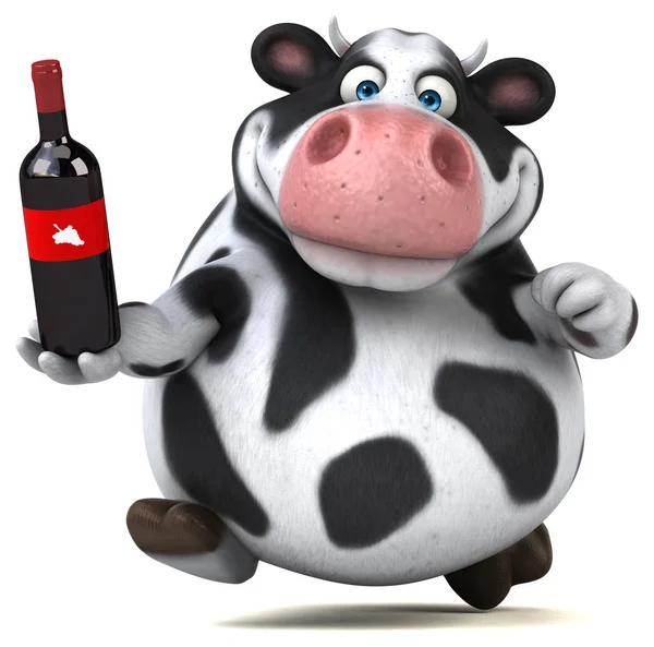 Personagem de desenho animado segurando vinho — Fotografia de Stock