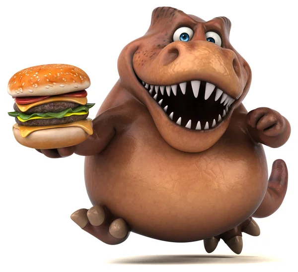 Tecknad karaktär innehav hamburgare — Stockfoto