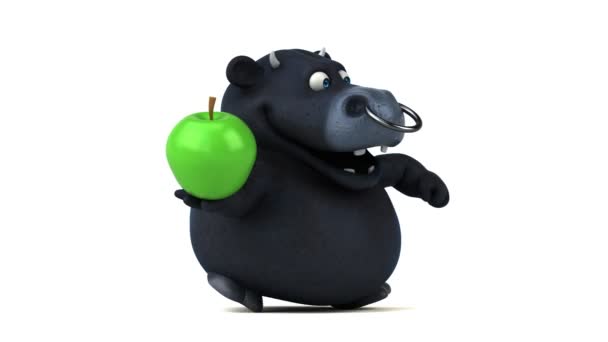 Cartoon  character holding apple — Stock Video