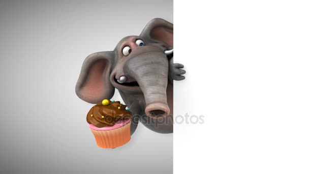 Personaggio dei cartoni animati che tiene cupcake — Video Stock