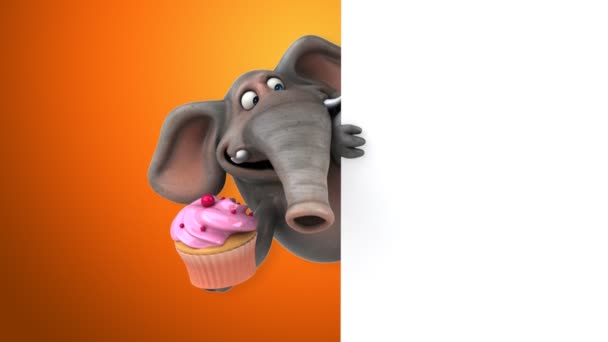Personaj de desene animate care deține cupcake — Videoclip de stoc