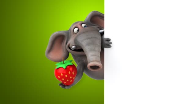 Personaggio dei cartoni animati in possesso di fragola — Video Stock