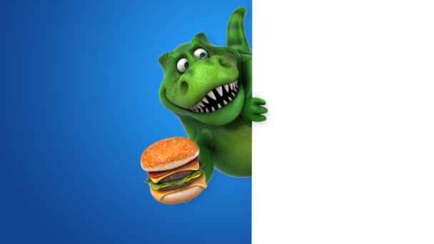 Dinoszaurusz gazdaság hamburger — Stock videók