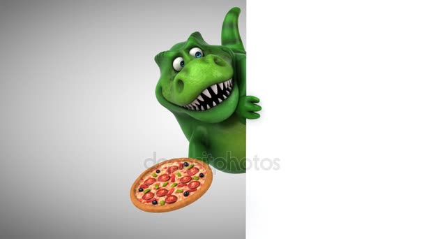 卡通人物拿着披萨 — 图库视频影像