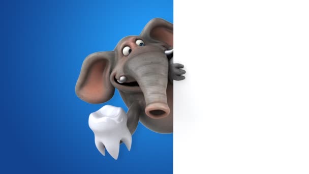 Cartoon character holding tooth — Stock Video