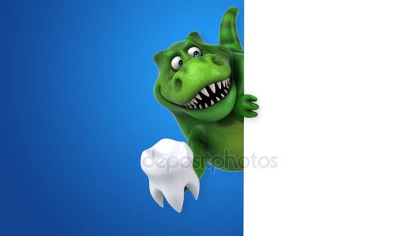 Cartoon character holding tooth — Stock Video