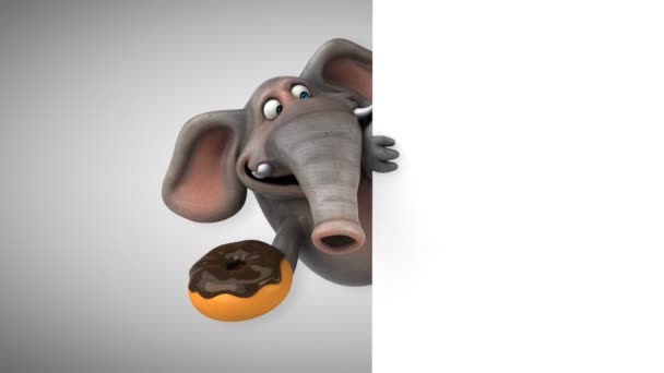 Olifant bedrijf donut — Stockvideo