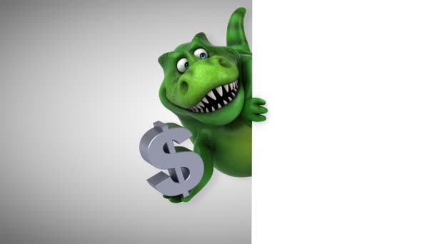 Dinosauro in possesso di dollaro — Video Stock