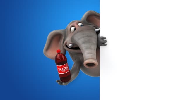 Leuke olifant bedrijf soda — Stockvideo