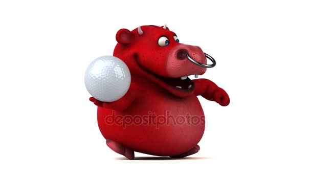 Cartoon character  holding golf ball — Stock Video