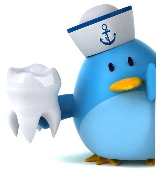 Personagem de desenho animado engraçado segurando dente — Fotografia de Stock