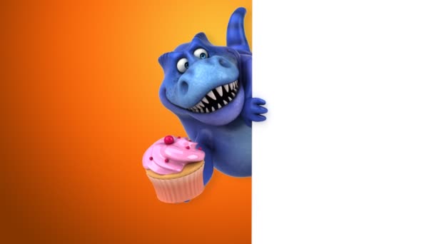 Δεινόσαυρος εκμετάλλευση cupcake — Αρχείο Βίντεο