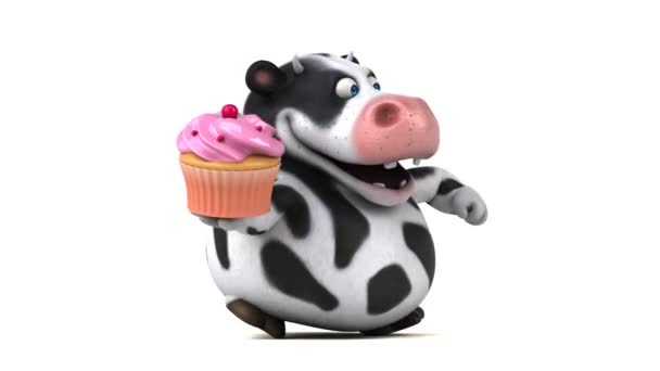 Zeichentrickfigur mit Cupcake — Stockvideo