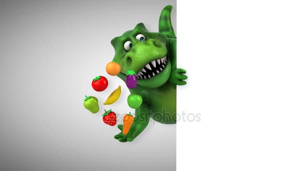 Character holding fruits and vegetables — Stock Video