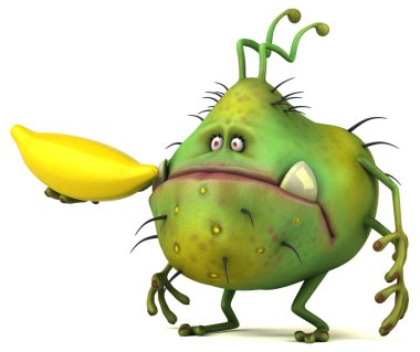 çizgi film karakteri holding muz