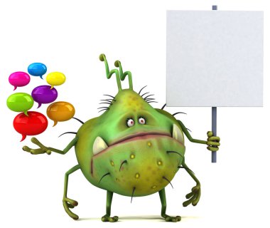 konuşma balonları tutan çizgi film karakteri