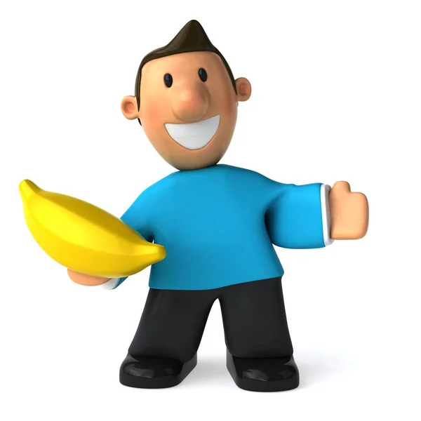 Διασκεδαστικό casual άνθρωπος εκμετάλλευση μπανάνα — Φωτογραφία Αρχείου