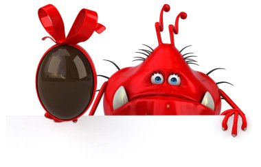 çizgi film karakteri holding Paskalya yortusu yumurta 