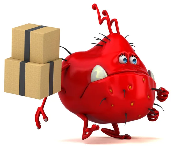 Cartoon character holding boxes — Stock Photo, Image