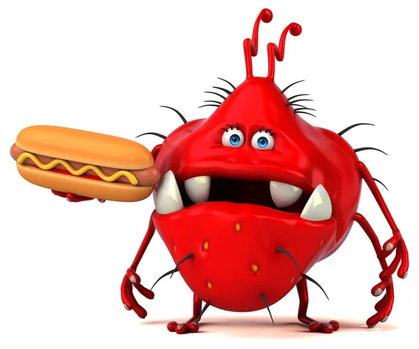 Cartoon character holding  hotdog — Stock Photo, Image
