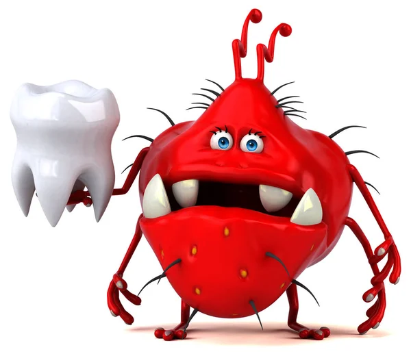 Funny cartoon character holding tooth — Stock Photo, Image