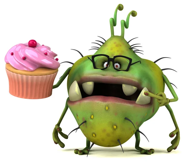 Zeichentrickfigur mit Cupcake — Stockfoto