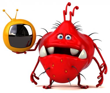  TV cihazı tutarak çizgi film karakteri