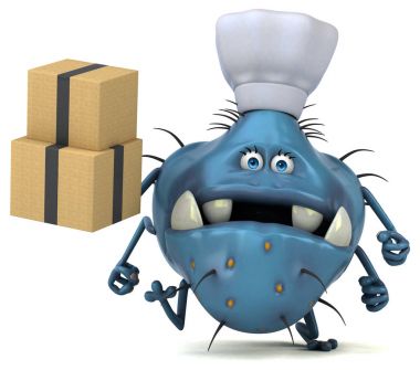  kutuları tutarak çizgi film karakteri