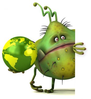 çizgi film karakteri holding gezegen