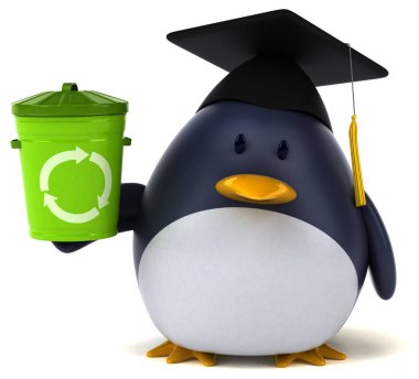 çizgi film karakteri holding bin