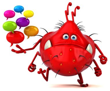 konuşma balonları tutan çizgi film karakteri