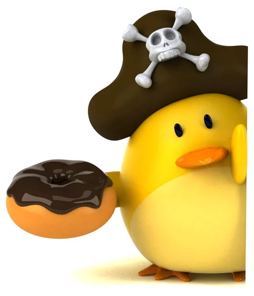 Personagem de desenho animado segurando donut — Fotografia de Stock