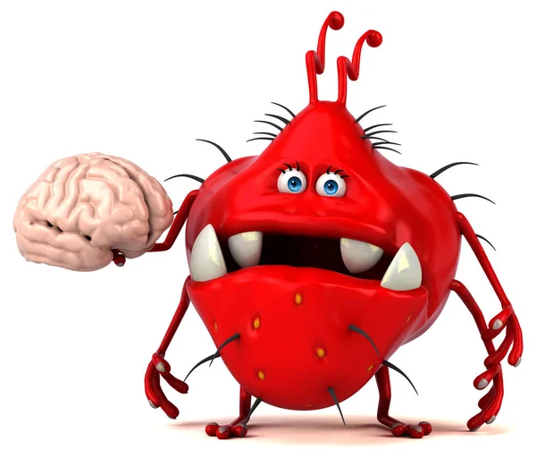 Cartoon character holding brain — Stock Photo, Image