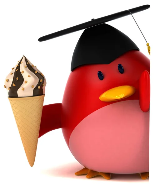 Cartoon character holding ice cream — Stock Photo, Image