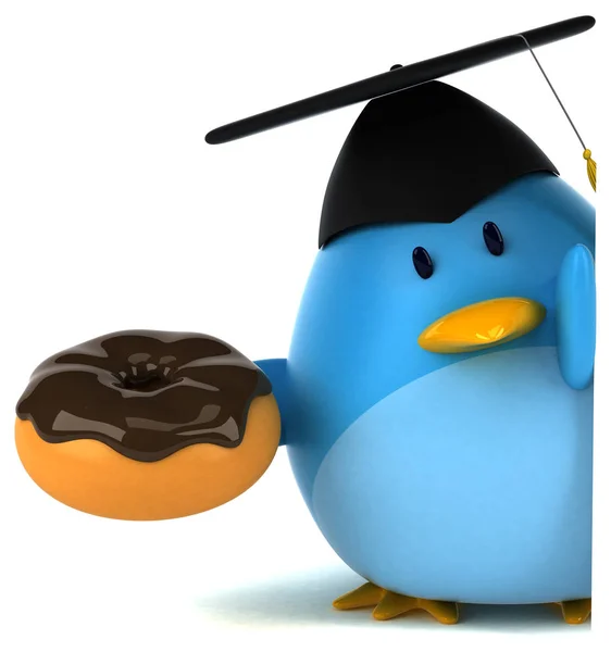 Cartoon character holding donut — Stock Photo, Image