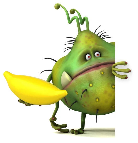 Cartoon character holding banana — Stock Photo, Image