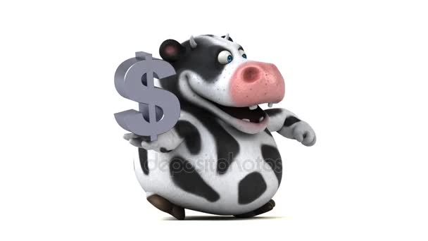 Cartoon character  holding dollar — Stock Video