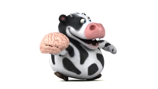 Personaje de dibujos animados que sostiene el cerebro — Vídeo de stock