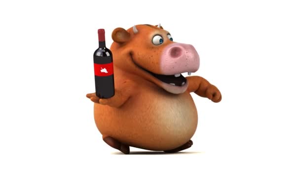 ワインを入れる漫画のキャラクター — ストック動画