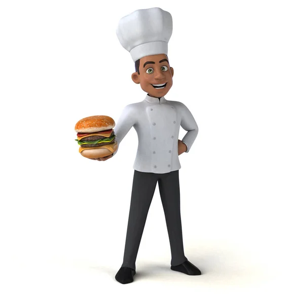 Chef in possesso di hamburger — Foto Stock
