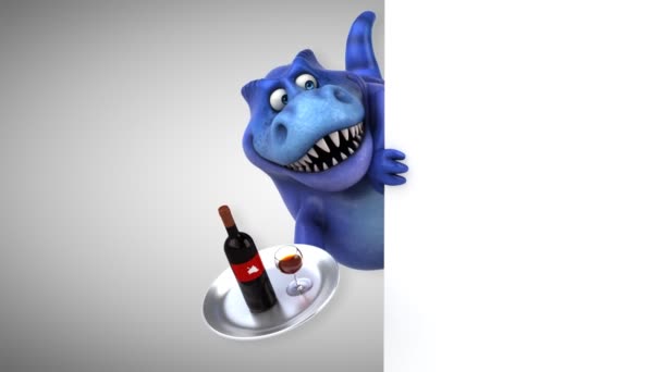 Personagem de desenho animado com vinho — Vídeo de Stock