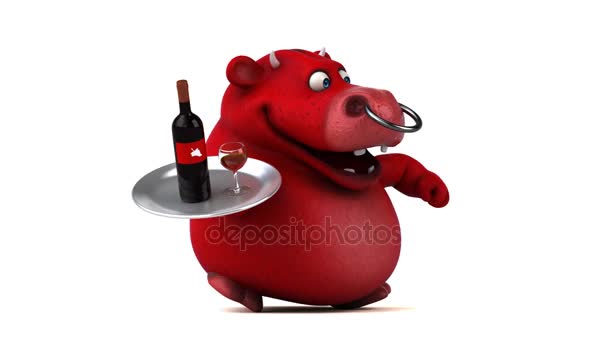 Cartoon character  holding wine — Stock Video