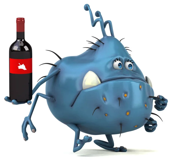 Cartoon character holding wine — Stock Photo, Image