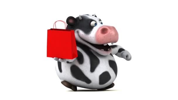 Cartoon character holding bag — Stock Video