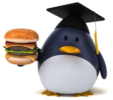 çizgi film karakteri holding hamburger 