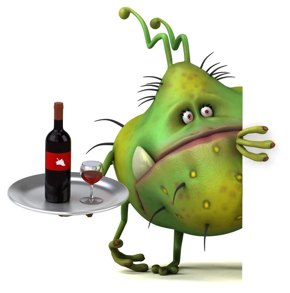 Cartoon character holding wine — Stock Photo, Image