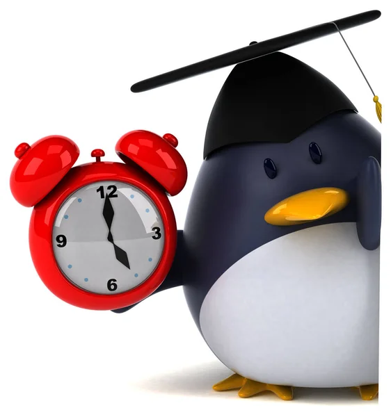 Cartoon character holding alarm clock — Stock Photo, Image