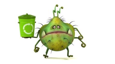 çizgi film karakteri holding bin