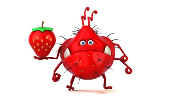 卡通人物拿着草莓 — 图库视频影像